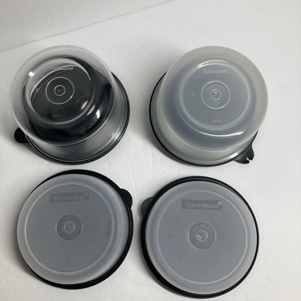 Tupperware Insulated Lunch Bag Zippered Small Cylinder Black & Beige 4 Container